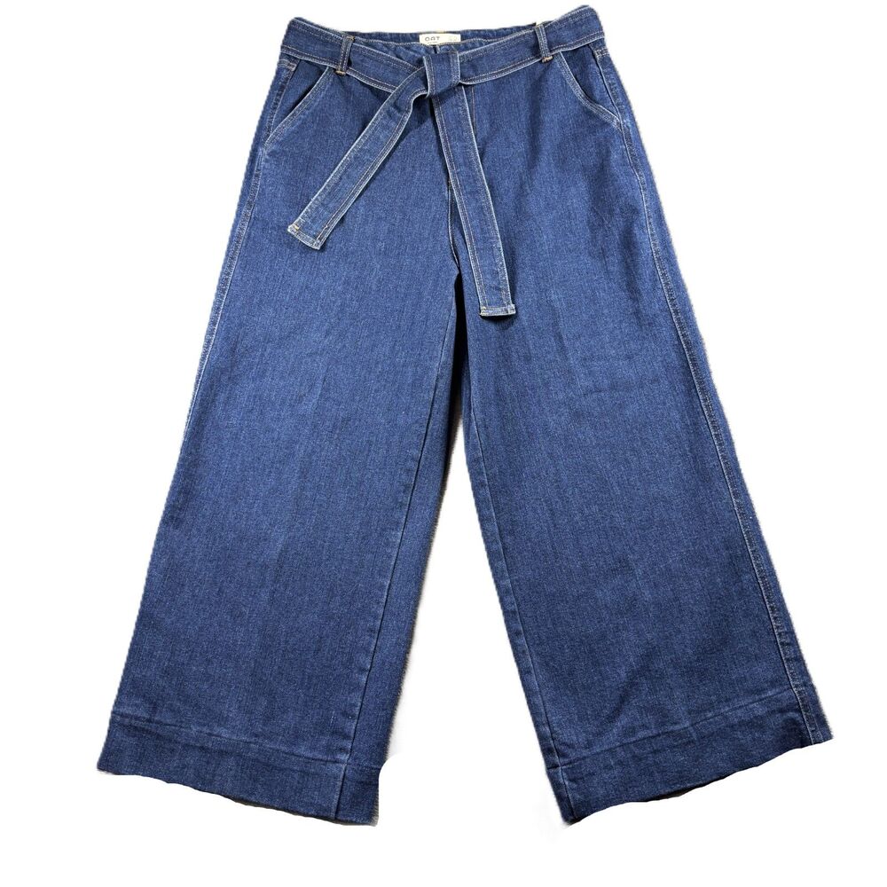 Oat Women Luxe Jeans High Rise Wide Leg Cropped Ankle Belted 8/29 P221